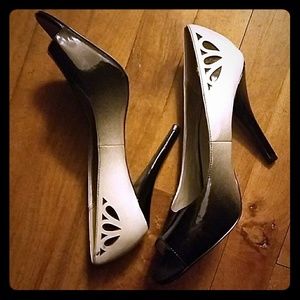 Bakers black and white heels